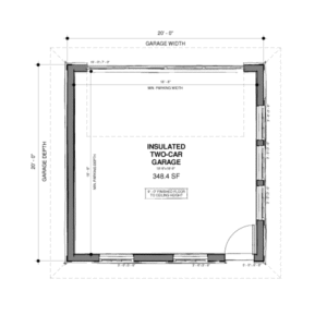 Elizabethan two-car garage floor plan | 20x20 Garage