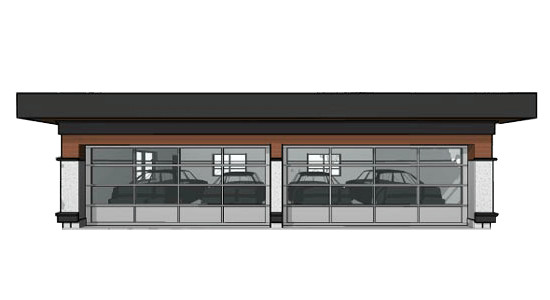 Modern Style Four-Car Garage | West Coast Modern Garage Plan