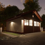 Craftsman-Style Garage Plan - two-car garage nighttime view