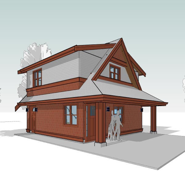 Adaptive House Plans & Blueprints - The Cooper Carriage House & Two-Car Garage - Back Perspective
