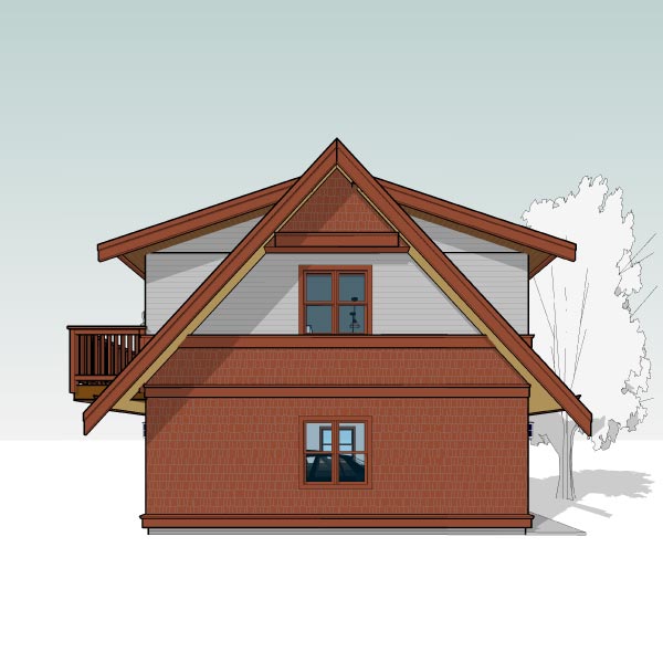 Adaptive House Plans- The Cooper Carriage House & Two-Car Garage - Right Side Perspective Elevation