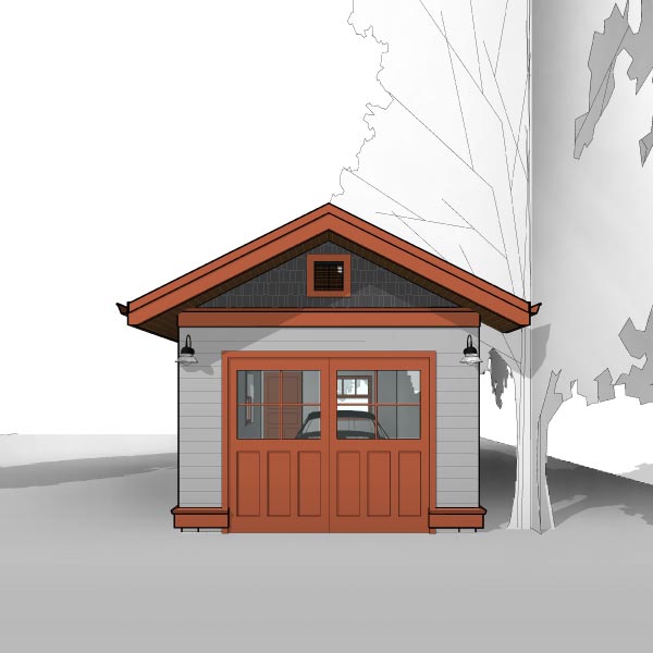 Adaptive House Plans & Blueprints - Craftsman One-Car Garage - Front Perspective Elevation