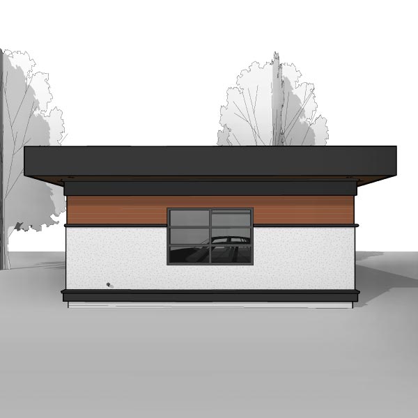 Accurated Blueprints - Modern Two-Car Garage - Side Perspective Elevation