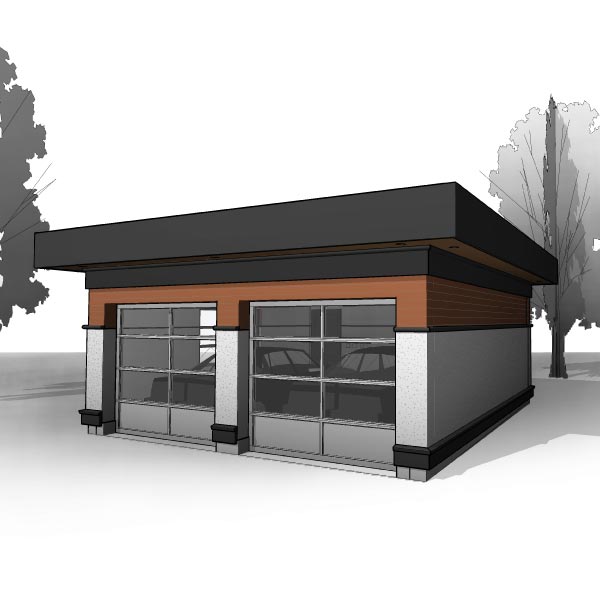 Adaptive House Plans & Blueprints - The Modernist two-Car Garage, a West Coast modern garage plan