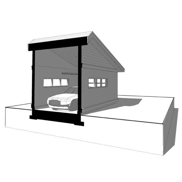 Accu-Rated Blueprints & House Plans - Saltbox One-Car Garage - 3D Section