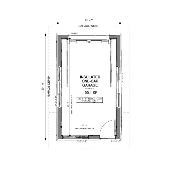 Accu-Rated Blueprints & House Plans - Saltbox One-Car Garage - Floor Plan