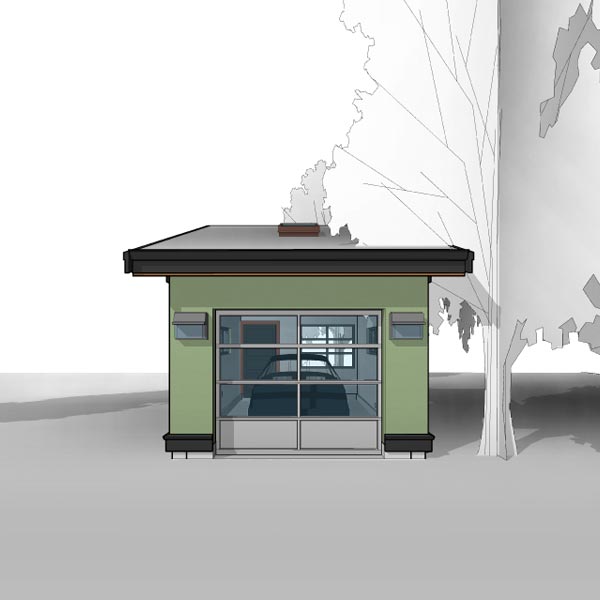 Adaptive House Plans & Blueprints - Saltbox One-Car Garage - Front Perspective Elevation