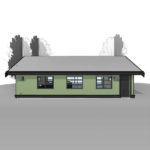 Adaptive House Plans - The Saltbox Three-Car Garage - Backside Perspective Elevation