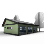 Adaptive House Plans - The Saltbox Three-Car Garage - Front Perspective