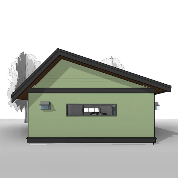 Adaptive House Plans - The Saltbox Three-Car Garage - Perspective