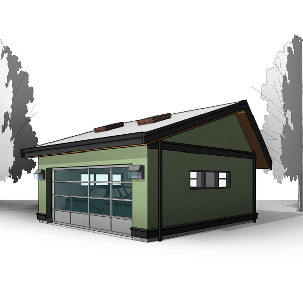 Accurated Blueprints - The Saltbox Two-Car Garage - Perspective