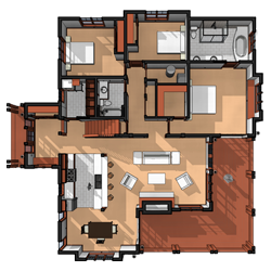 Adaptive House Plans & Blueprints - Garibaldi Cottage 3D Main Floor Plan