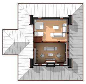 Adaptive House Plans Garibaldi Cabin House Plan Set - 3D Upper Floor Plan