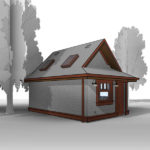 Adaptive House Plans - Dutchie One-Car Garage - Back Perspective 2
