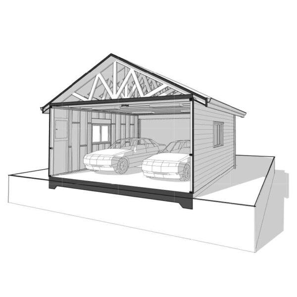 Victorian Two-car garage plans 3D section