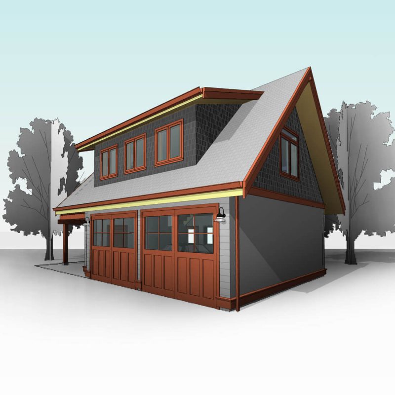 The Craftsman 38’ x 24′ Detached Two-Car Garage + Loft