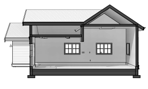 3D Section of the Craftsman 36' x 35' Detached Two Car Garage RV parking