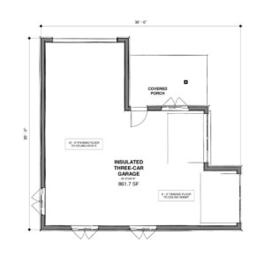 Adaptive House Plans - Craftsman Two-Car Garage with RV Parking Blueprint - Garage floor plan
