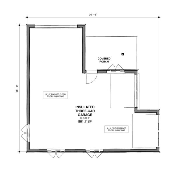 Adaptive House Plans - Craftsman Two-Car Garage with RV Parking Blueprint - Garage floor plan
