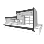 The CUBE - 3D section showing 9' and 14' ceilings in modern garage