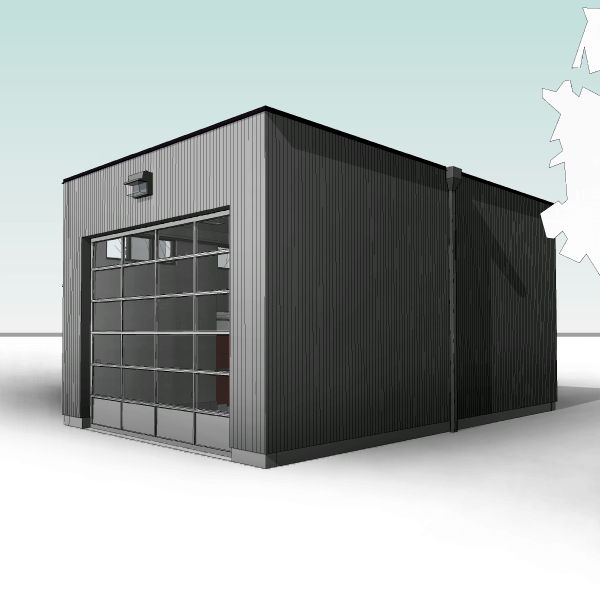 RV Garage Plans - The CUBE - Recreation Vehicle garage with 14' x 12' tall overhead door