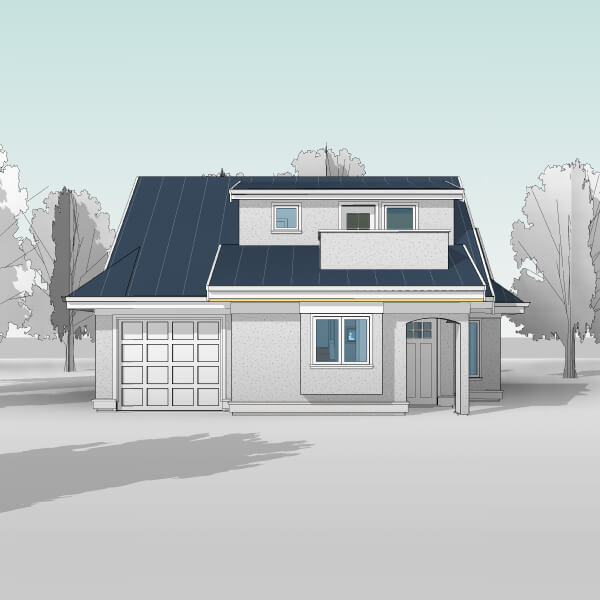 Front perspective elevation - The Victorian 32' x 23' Laneway House