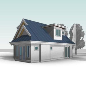 Garden perspective - The Victorian 32' x 23' Laneway House. One of our bestselling 2 bedroom laneway house plans.
