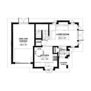 Main floor plan - The Victorian 32' x 23' Laneway House