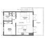 The Cooper – Upper floor suite plan. One of the many very popular 1 bedroom laneway house plans from Adaptive House Plans