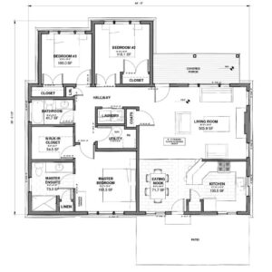 Simple three-bedroom rancher house plan