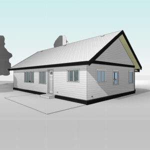 3D perspective of Victorian Three Bedroom Rancher house plan