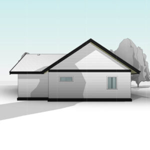 Side elevation of a rancher style house plan