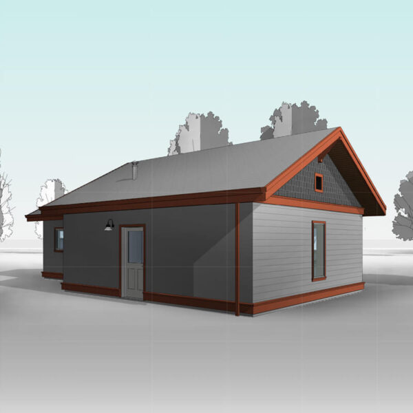 Craftsman One-Storey Carriage House blueprint - back right side