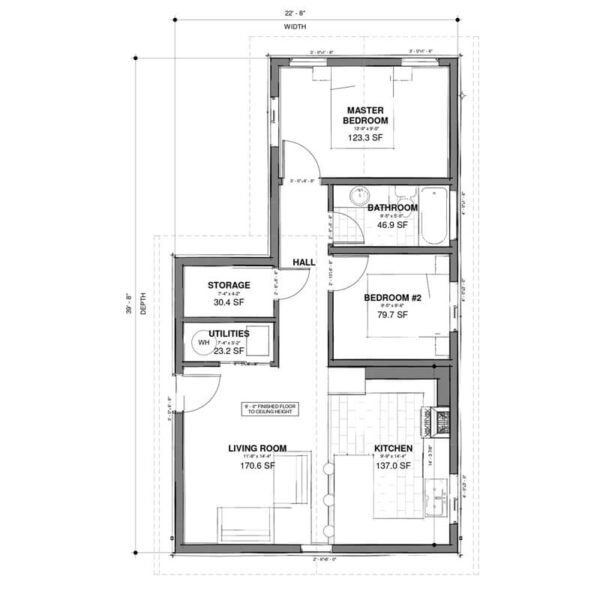 Craftsman One-Storey Carriage House plans - floor plan | Permit Ready House Plans