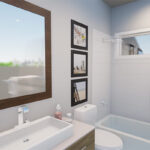 Two-Bedroom Carriage House Floor Plan | Adaptive House Plans | three piece bathroom