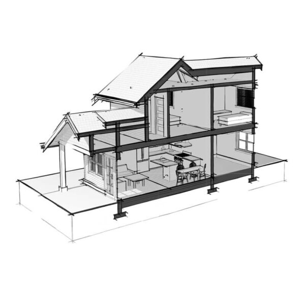 carriage house plans - 3D Section