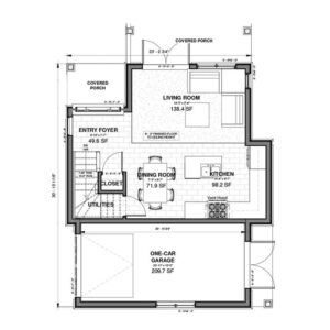Two-Bedroom Carriage House with Garage Floor Plan - Main floor plan