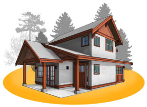 Craftsman style two storey two-bedroom-garage carriage House plans