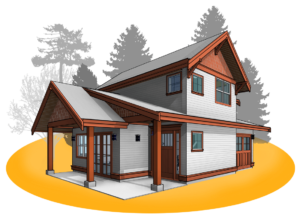 Craftsman styled two storey, two bedroom with garage carriage house plans