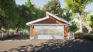 Driveway approach rendering - Permit Ready Garage Plan | West Coast 20′ x 20′ Two-Car Garage