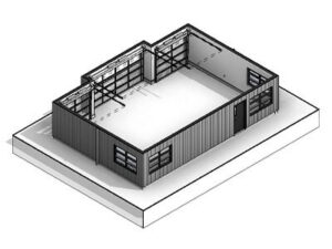 Modern flat roof garage floor plan. Permit ready house plans in Canada. Adaptive House Plans