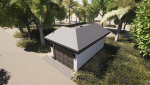 Detached One-Car Garage Blueprint with a flat roof