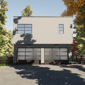 Flat roof, modern garden suite floor plan with a 2 car garage. Permit ready house plan in Canada.