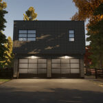 Flat roof, modern garden suite floor plan with a 2 car garage. Permit ready house plan in Canada.