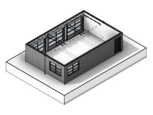 Garage Plan with a Flat Roof | Cube Three-Car Garage Plan