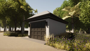Mansard 1-car garage plan - Adaptive House Plans