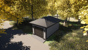 Small one-car garage plan. Customizable and permit ready. Adaptive House Plans