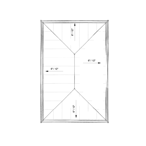 Premium-grade 1-car garage floor plan. This garage blueprint features large windows and a hip roof. Adaptive House Plans