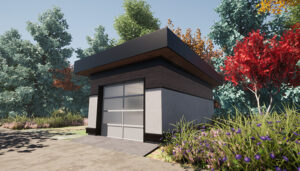 Small, modern garage blueprint. One-care garage plan, the Modernist. From your permit ready plan shop - Adaptive House Plans