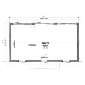 Floor Plan - Craftsman three-car garage plan. A full sized Craftsman-style garage blueprint. Measuring 36'x20' it will easily fit three cars. Adaptive House Plans